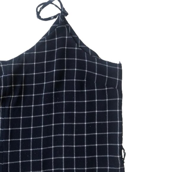 Anthropologie Monteau window pane plaid wide leg navy and white jumpsuit - Picture 8 of 15